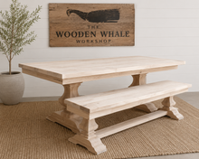 Load image into Gallery viewer, 84” Solid Maple Herringbone Dining Table with Matching Bench | Choose Your Stain | Ready to Ship | The Wooden Whale Workshop