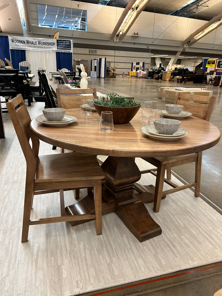 Round Trestle X Farmhouse Dining Table - The Wooden Whale Workshop