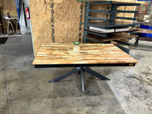 Load image into Gallery viewer, 6 foot dining table with metal cross cross legs - Flash Sale! 1 in stock!
