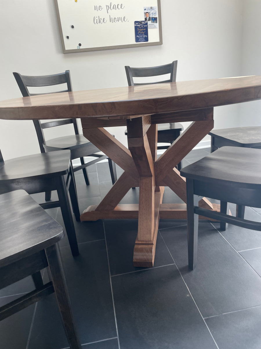 Round Trestle X Farmhouse Dining Table - The Wooden Whale Workshop