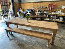 Load image into Gallery viewer, 9 foot Victorian spindle leg Table and bench Ready to ship