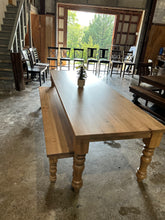 Load image into Gallery viewer, 9 foot Victorian spindle leg Table and bench Ready to ship
