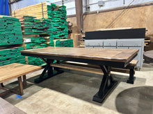 Load image into Gallery viewer, Trestle X Farmhouse Dining Table with Beam