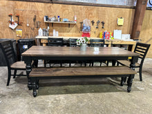 Load image into Gallery viewer, 96x40” Victorian Spindle leg table 2” top with matching bench