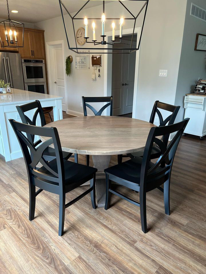 Round Trestle X Farmhouse Dining Table - The Wooden Whale Workshop