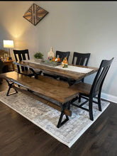Load image into Gallery viewer, Metal X Beam Dining Table