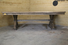 Load image into Gallery viewer, Trestle X Farmhouse Dining Table with Beam