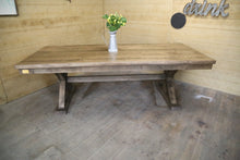 Load image into Gallery viewer, Trestle X Farmhouse Dining Table with Beam
