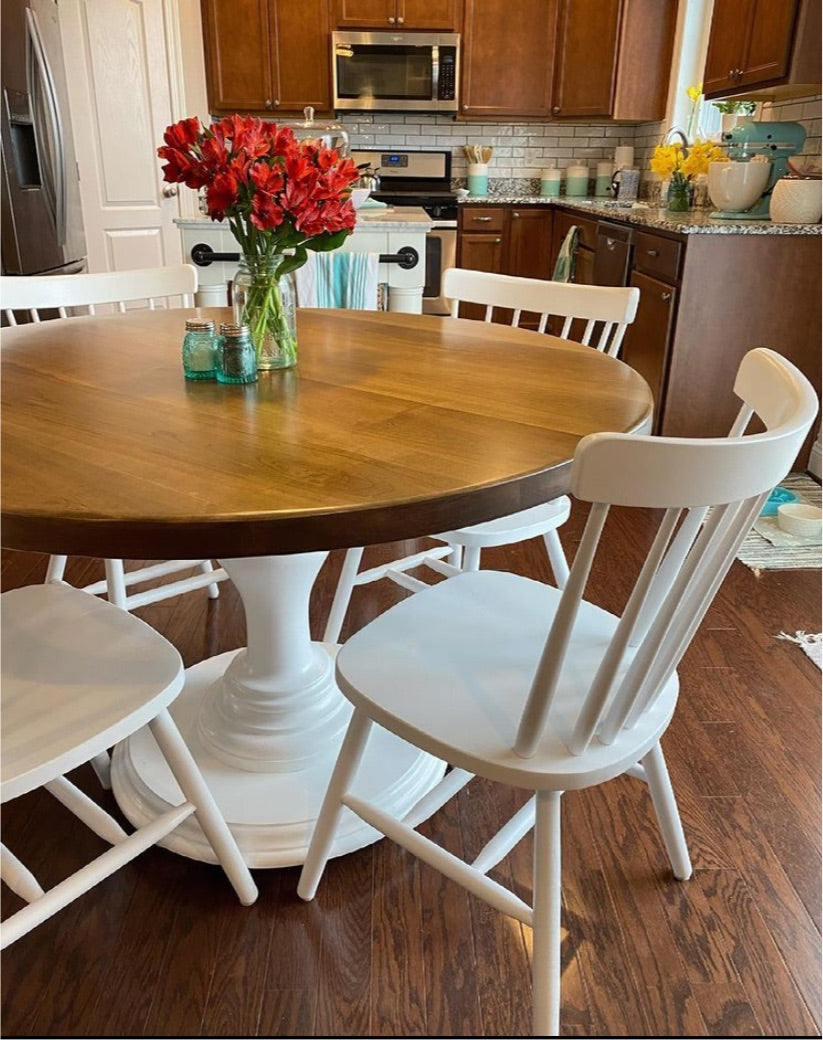 Round Trestle X Farmhouse Dining Table - The Wooden Whale Workshop