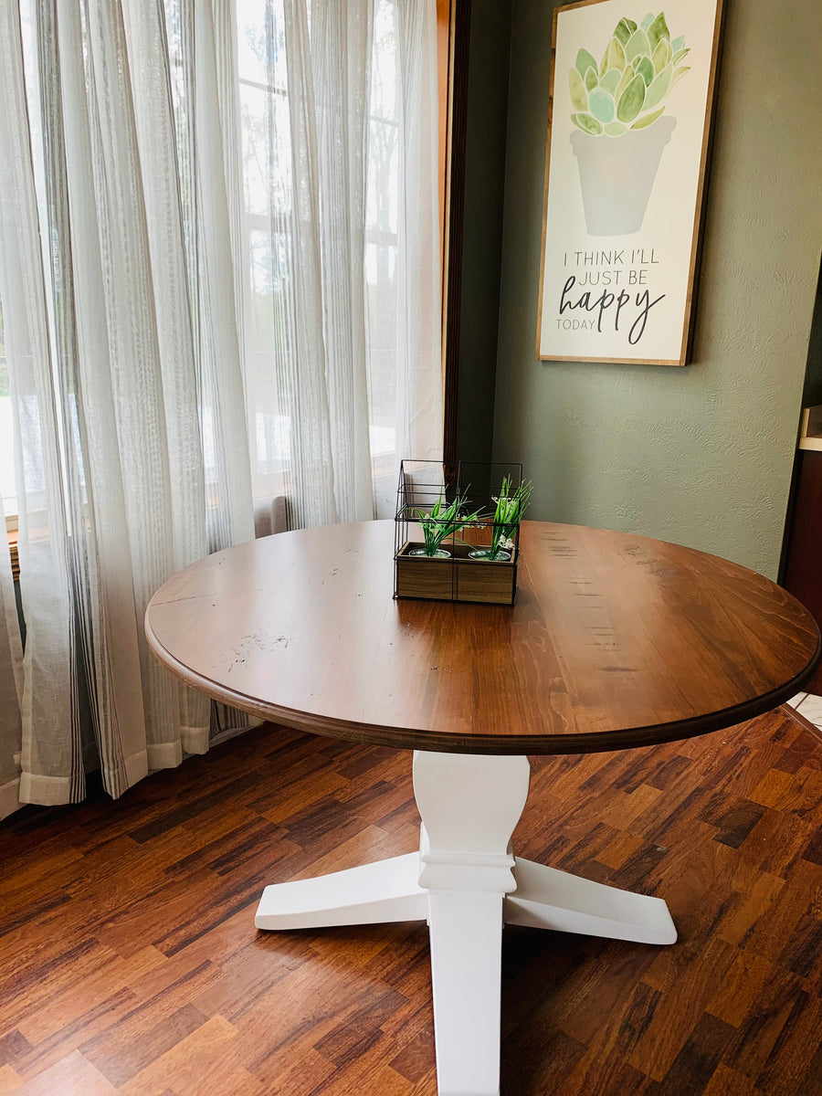Round Trestle X Farmhouse Dining Table - The Wooden Whale Workshop