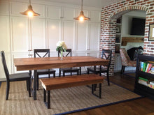 Load image into Gallery viewer, Our standard benches are 18" wide for stability and comfort and 18" high. Wooden Whale Workshop Custom Woodwork, Butler, PA ready to ship and custom woodwork.Unique and beautiful. Great prices.