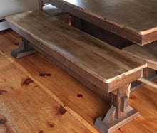 Load image into Gallery viewer,  This trestle bench goes perfectly with our trestle tables. Wooden Whale Workshop Custom Woodwork, Butler, PA ready to ship and custom woodwork.Unique and beautiful. Great prices.
