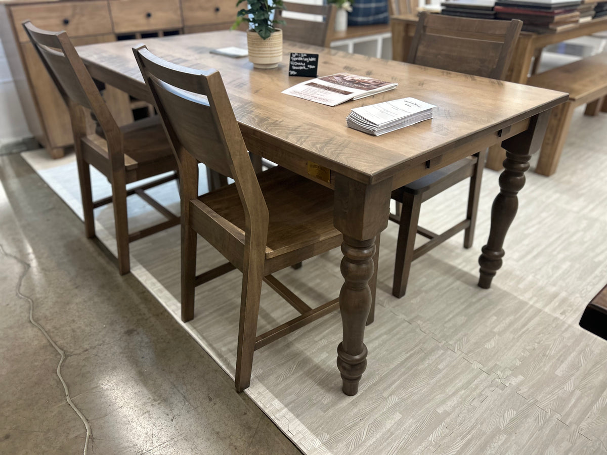 Solid Maple Dining Set – 6’ Table with Spindle Legs + 4 Aspen Chairs