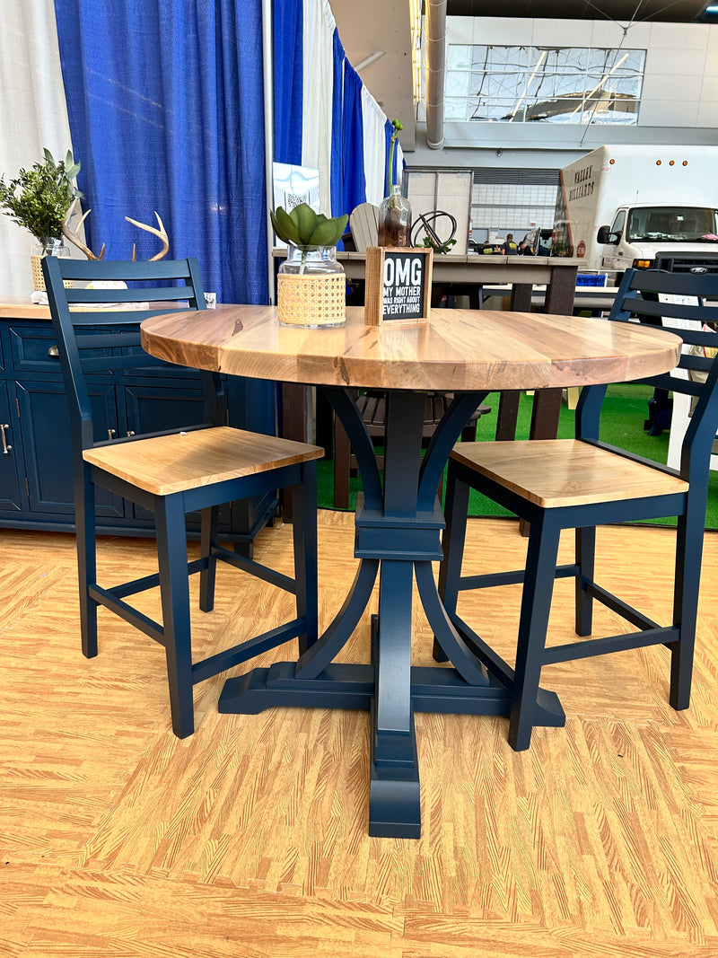 Round Trestle X Farmhouse Dining Table - The Wooden Whale Workshop