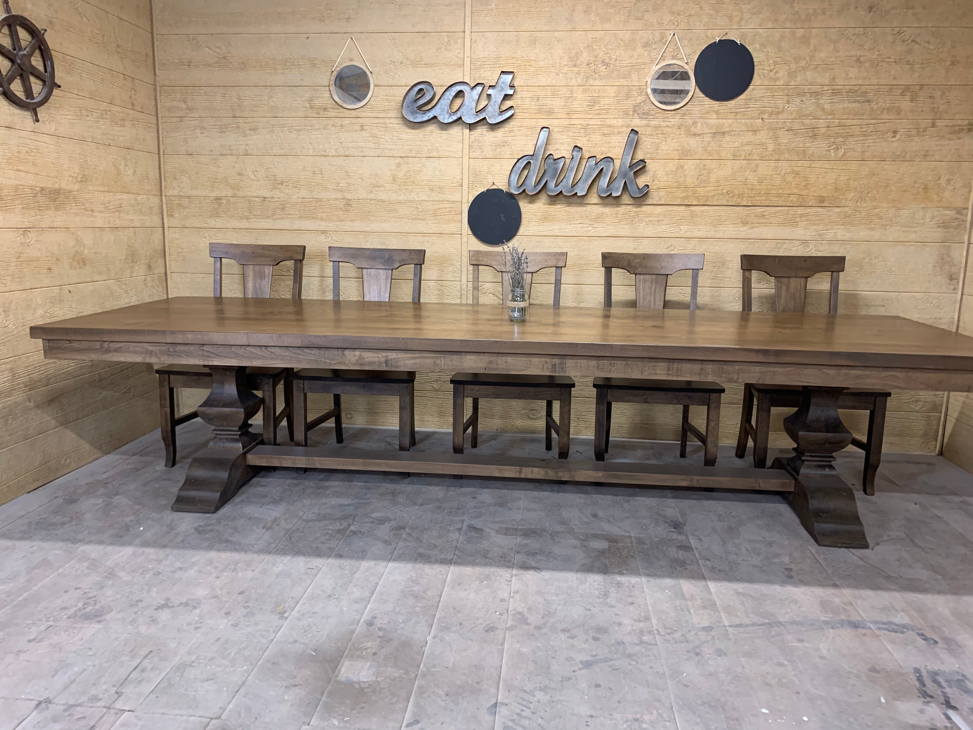 Herringbone Dining Table - The Wooden Whale Workshop