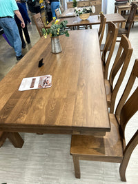 8’ Solid Wood Dining Set – 2” Thick Top Table + Bench + 3 Chairs (Ready to Ship)