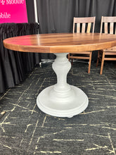 Load image into Gallery viewer, 4 foot round table walnut wood top tulip base
