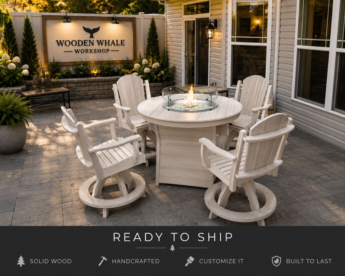Round Fire Table Set With 4 Chairs - Ready to Ship