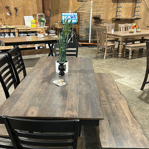 84”x37” Metal U leg table and matching bench