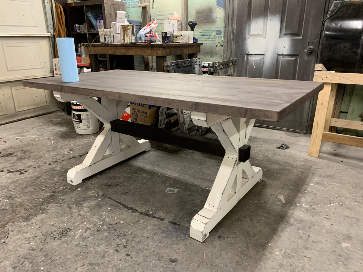 RH Inspired Trestle X Dinning Table