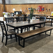 Load image into Gallery viewer, 84”x37” Metal U leg table and matching bench
