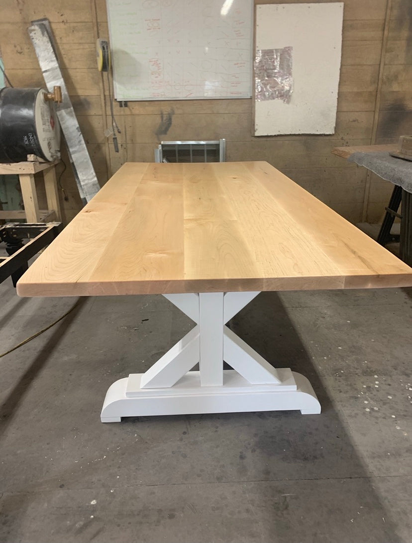 RH Inspired Trestle X Dinning Table