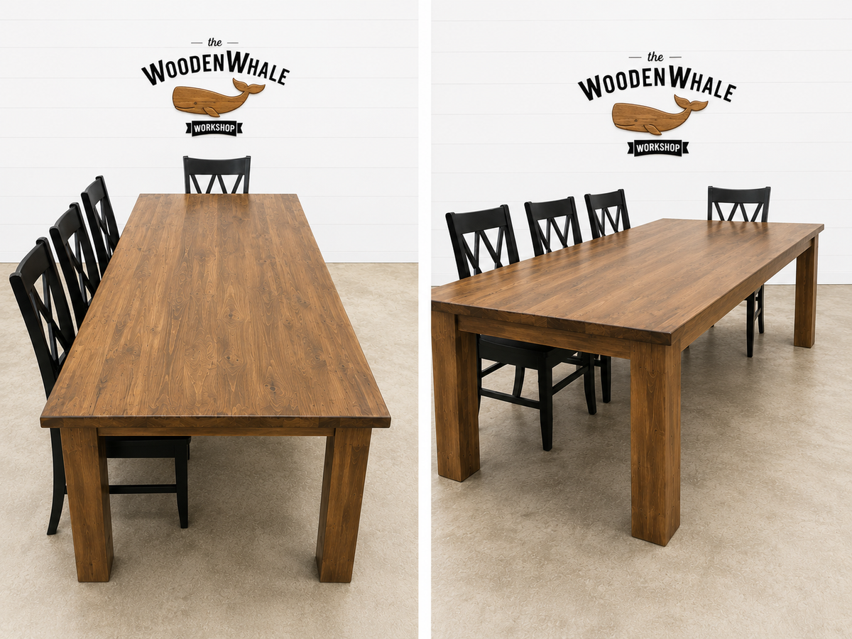 84” × 40” Solid Maple Farmhouse Dining Table with Post Legs | Ready to Ship | The Wooden Whale Workshop