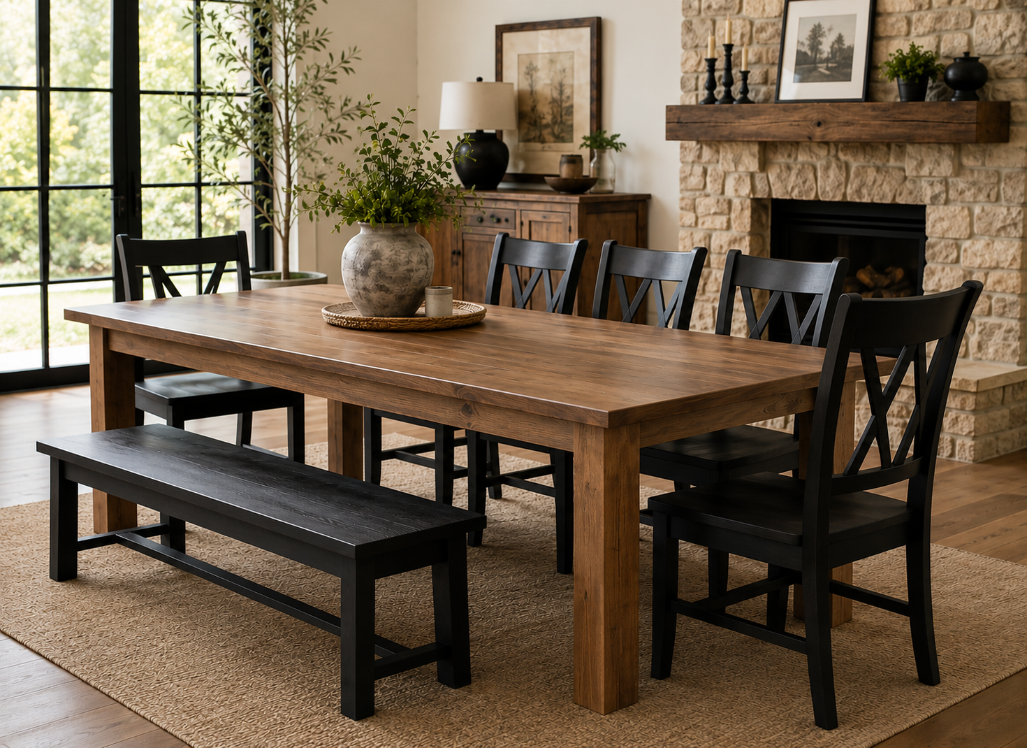 Farmhouse Dining Table with Post Legs