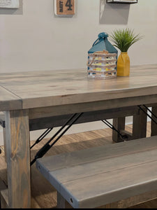 Turnbuckle Dining Table with Connected Post Legs