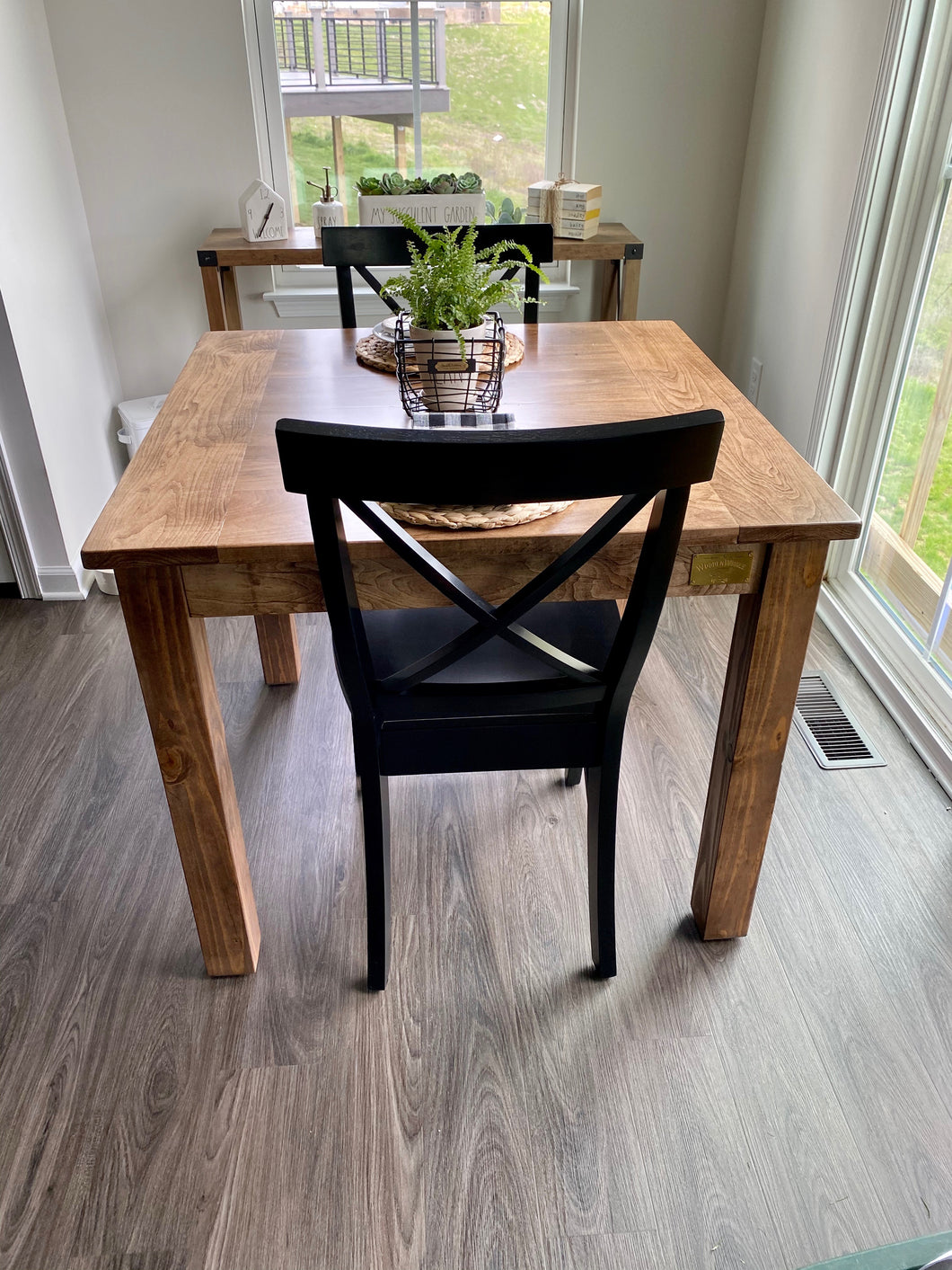 Square Farmhouse Dining Table with Post Legs