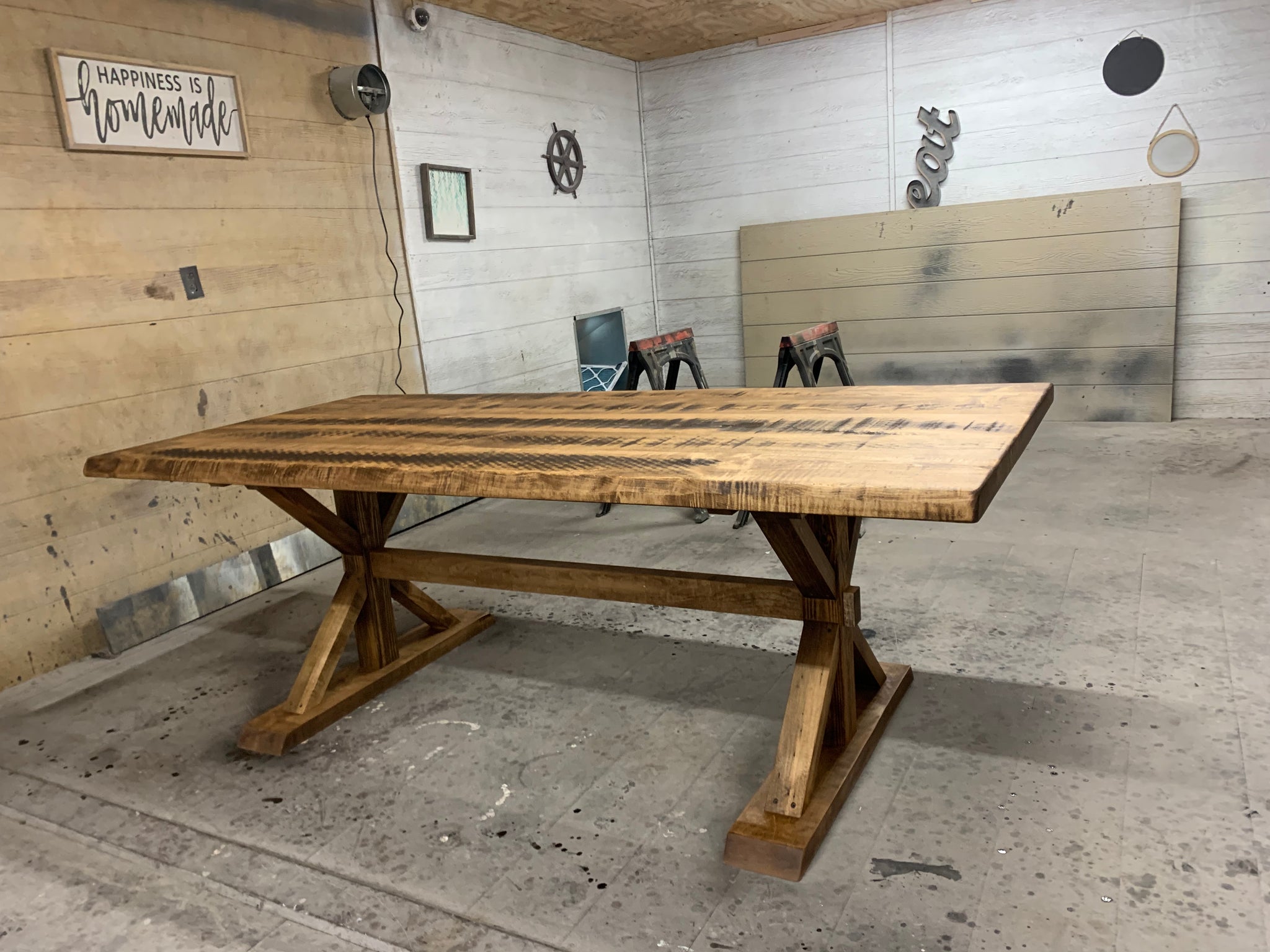 RH Inspired Trestle X Dinning Table