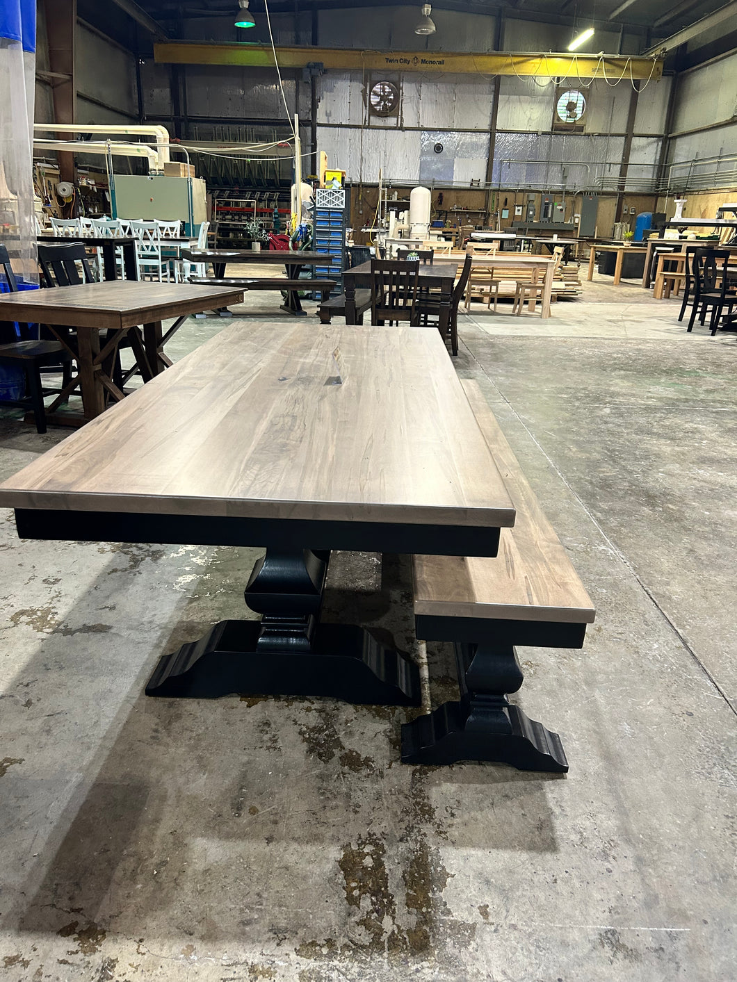 Stunning 8’ x 40” herringbone table and bench