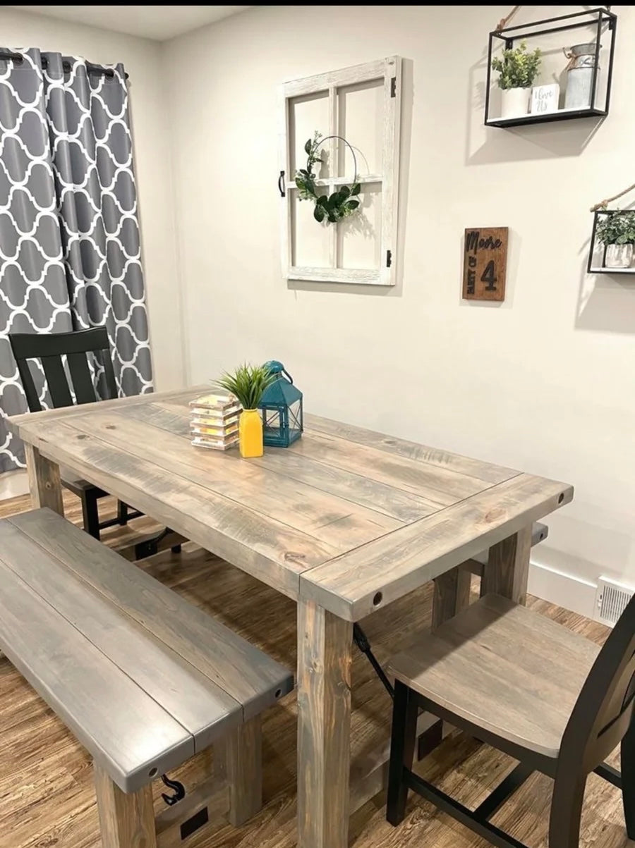 Turnbuckle Dining Table with Connected Post Legs