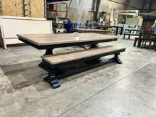 Load image into Gallery viewer, Stunning 8’ x 40” herringbone table and bench
