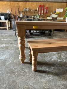 9 foot Victorian spindle leg Table and bench Ready to ship