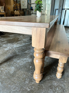 9 foot Victorian spindle leg Table and bench Ready to ship