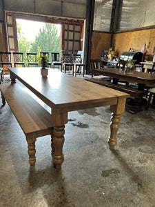 9 foot Victorian spindle leg Table and bench Ready to ship