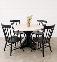 36” Round Kitchen Table with Black Metal Base | Ready to Ship | Wooden Whale Workshop