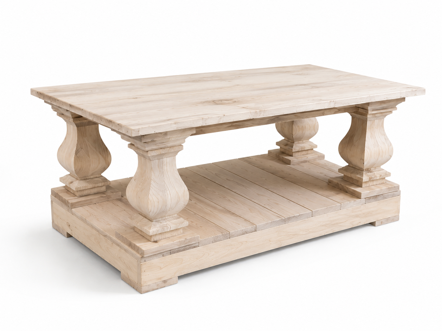 Solid Wood Farmhouse Coffee Table | 40” x 26” | Choose Your Stain | Ready to Ship | The Wooden Whale Workshop