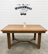 64” x 38” Solid Wood Farmhouse Dining Table with Megan Legs | Ready to Ship | The Wooden Whale Workshop