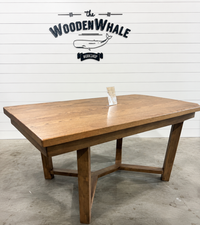 64” x 38” Solid Wood Farmhouse Dining Table with Megan Legs | Ready to Ship | The Wooden Whale Workshop