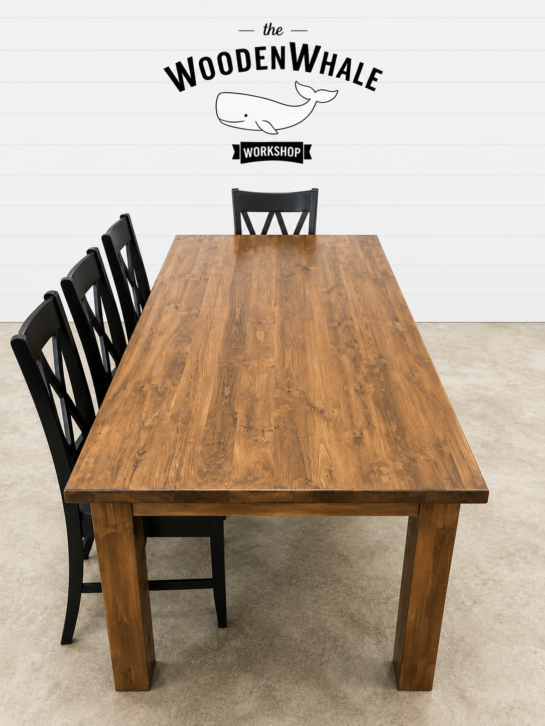 84” × 40” Solid Maple Farmhouse Dining Table with Post Legs | Ready to Ship | The Wooden Whale Workshop