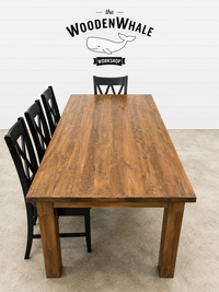 84” × 40” Solid Maple Farmhouse Dining Table with Post Legs | Ready to Ship | The Wooden Whale Workshop