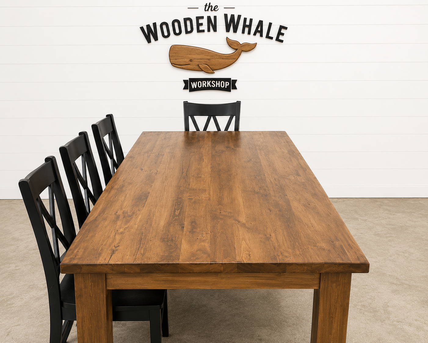 84” × 40” Solid Maple Farmhouse Dining Table with Post Legs | Ready to Ship | The Wooden Whale Workshop