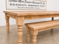9 Foot Solid Maple Victorian Spindle Leg Dining Table with Matching Bench | Ready to Ship | The Wooden Whale Workshop