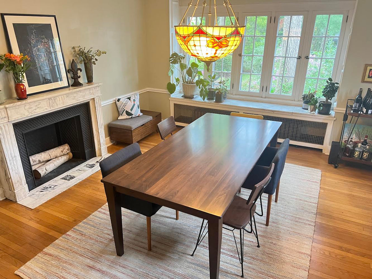 Beautiful modern style solid wood table with Tapered post Legs. Choose the color, style, stain, finish, designed the perfect table for your home