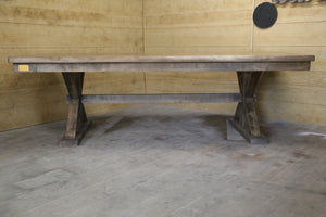 Trestle X Farmhouse Dining Table with Beam