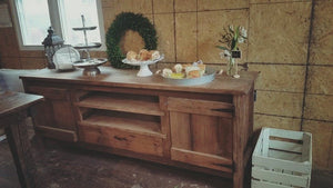 Handmade Rustic Buffet built using a mixture of reclaimed barn wood and rough cut wood. Wooden Whale Workshop Custom Woodwork butler pa ready to ship and custom woodwork.Unique and beautiful. Great prices.