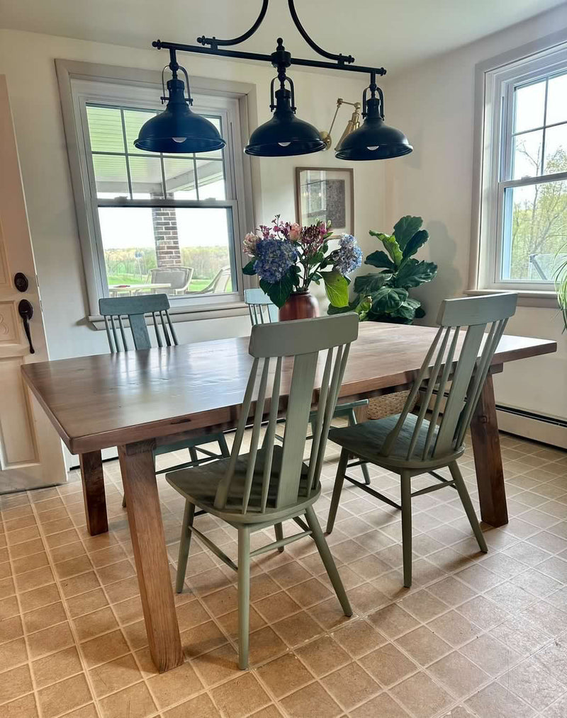 Post Leg Table Trestle X Farmhouse Dining Table - The Wooden Whale Workshop