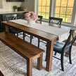A customer's handcrafted dining table